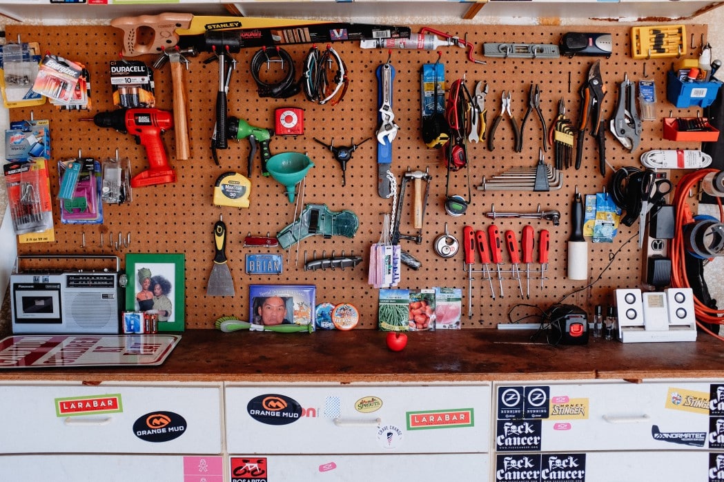 Werkzeugwand in einer Garage