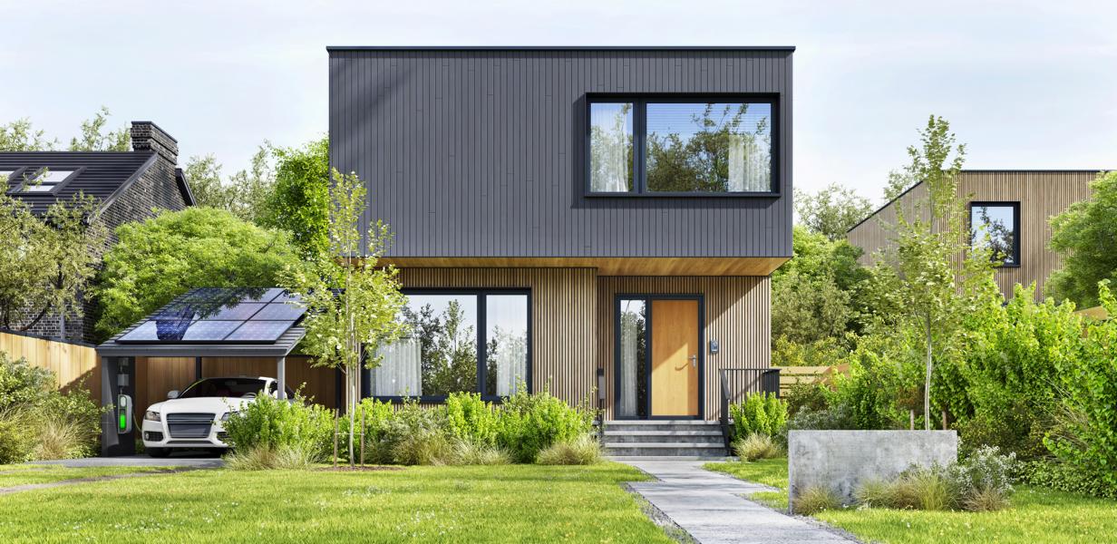 Haus mit Holzfassade